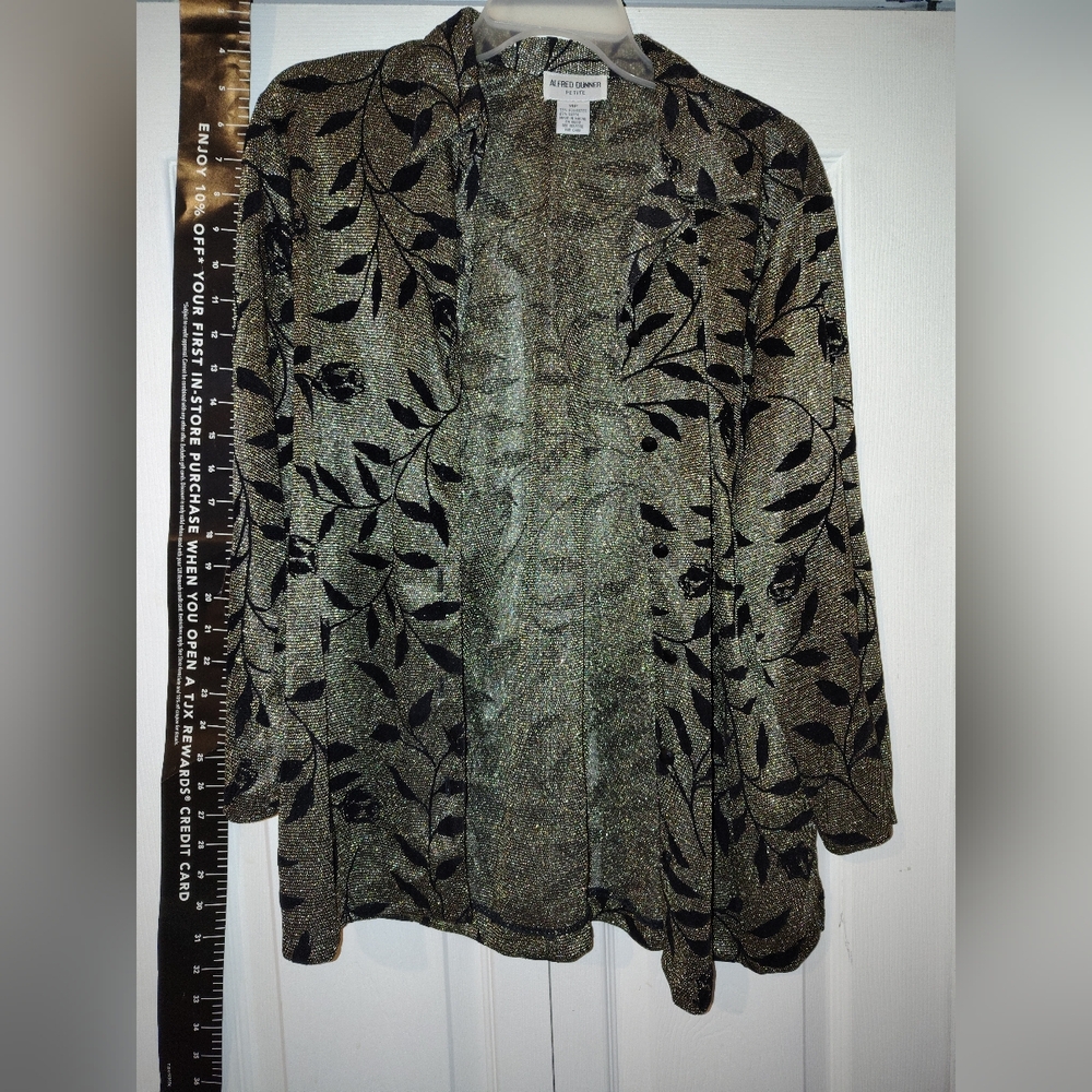 Alfred Dunner Petite 14p Ladies Super Sexy Glossy Glitter Shiny Button Up Blouse